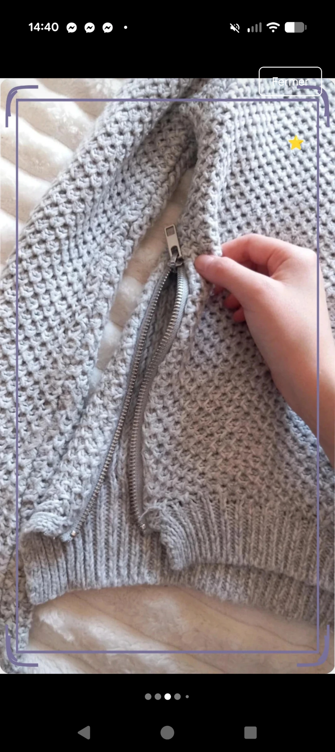 Magnifique pull court en maille gris Jennyfer avec zips taille XS – photo 3